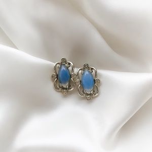 Vintage 1920s Victorian Moonstone Clip-On Earrings